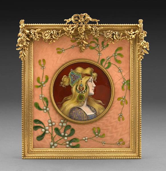 Appraisal: A Limoges enamel panel late th century Centered by a