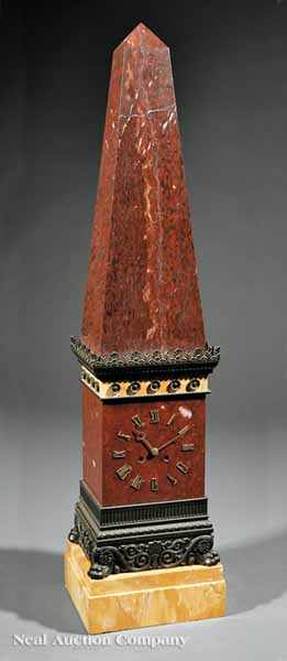 Appraisal: A Charles X Bronze-Mounted Griotte and Sienna Marble Clock c