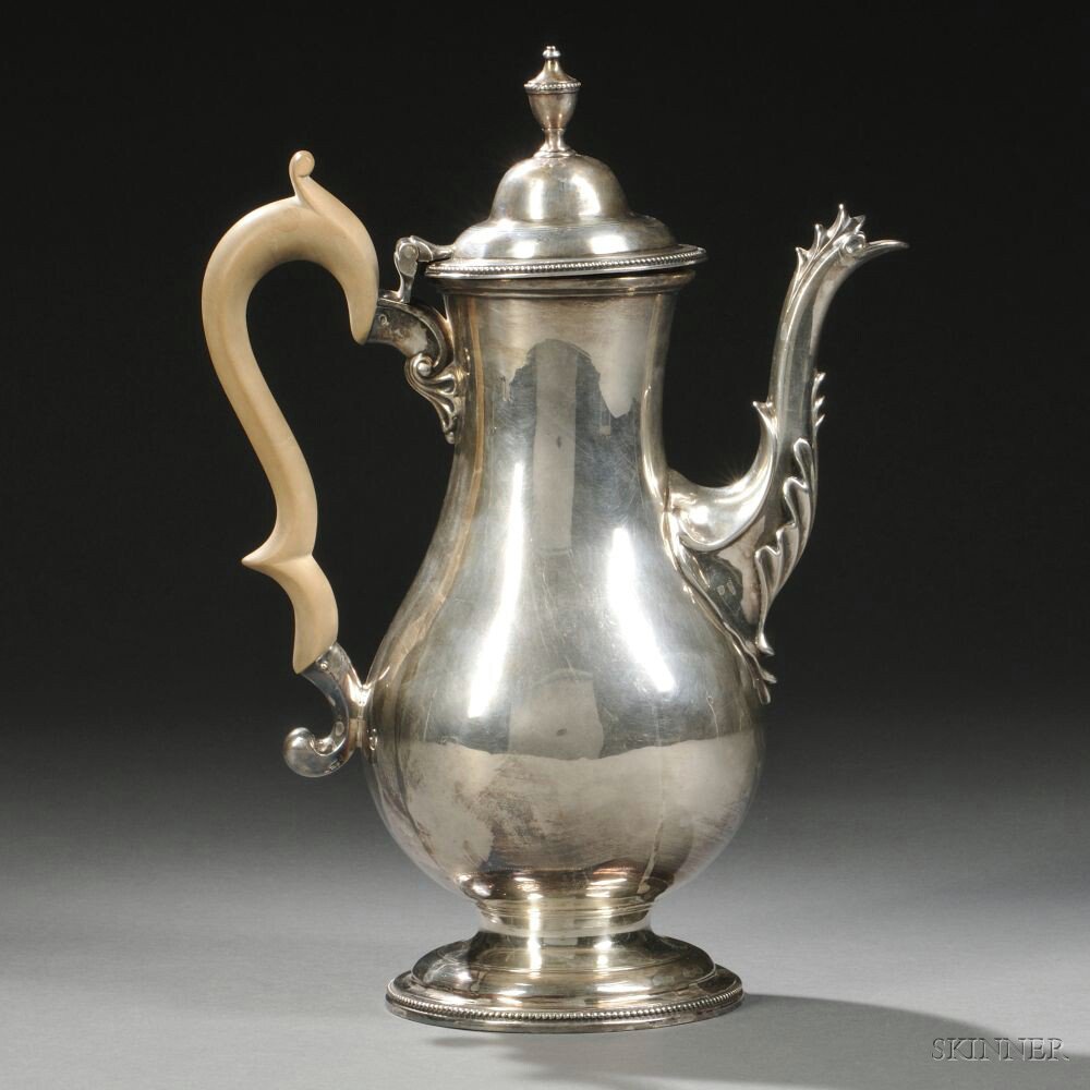 Appraisal: George III Sterling Silver Coffeepot London - John Robins maker