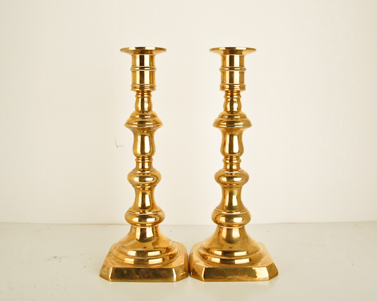 Appraisal: Pair Brass Candle Sticks H