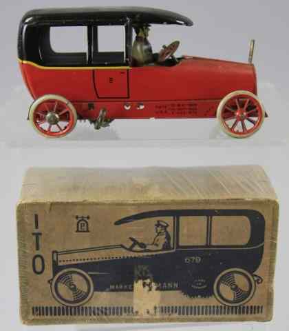 Appraisal: LEHMANN BOXED ''ITO'' SEDAN Germany lithographed tin done in red