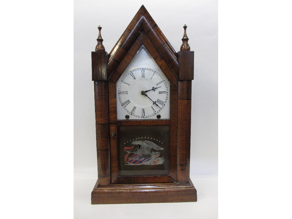 Appraisal: American mantel clock with white enamel dial and decorated with