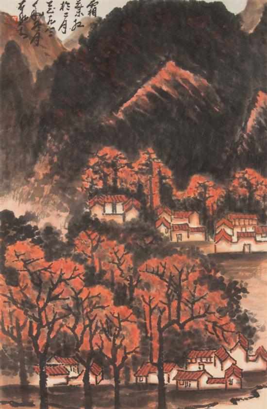 Appraisal: Chinese School th century Town in Mountainous Landscape oil on