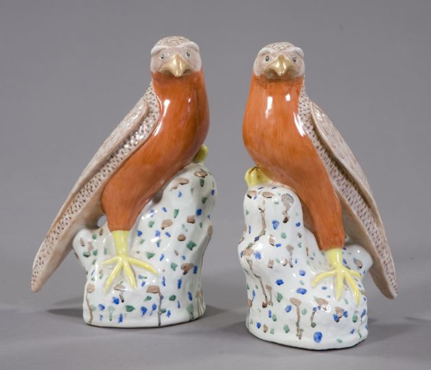 Appraisal: Pair of Chinese Export Porcelain Figures of Hawks th century