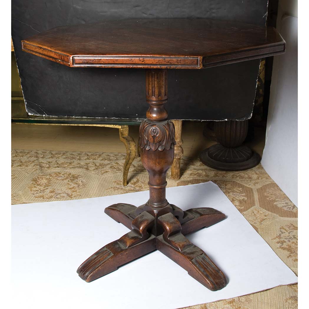 Appraisal: Baroque Style Oak Work Table Height inches diameter inches