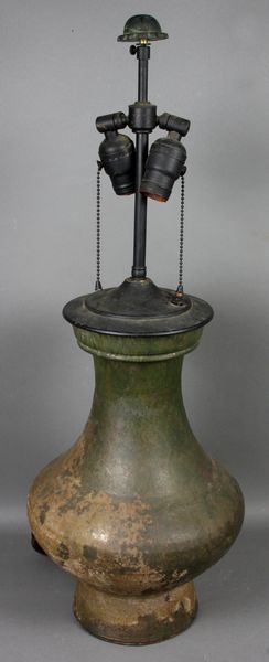 Appraisal: th th Century Persian earthenware vase mounted as a lamp