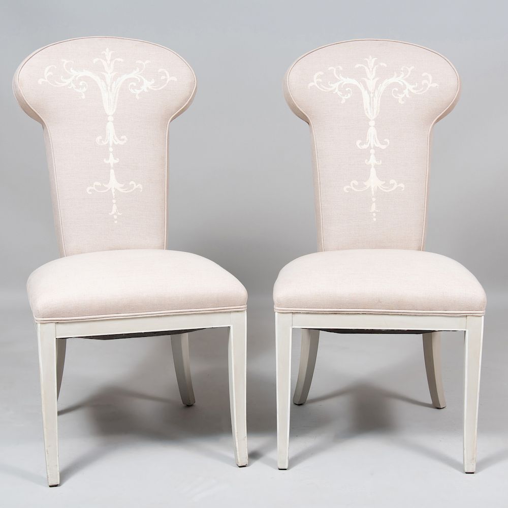 Appraisal: Pair of Upholstered Hall Chairs Modern x x in Property