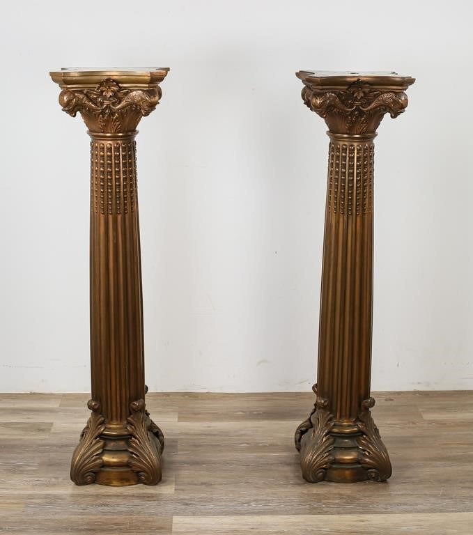 Appraisal: Pair of neoclassical patinated bronze pedestals in the form of