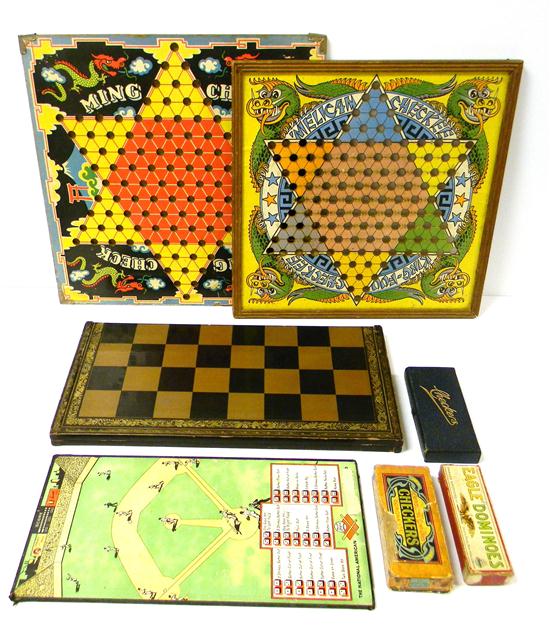 Appraisal: Seven games Asian lacquer backgammon and checkerboard verso game foldable