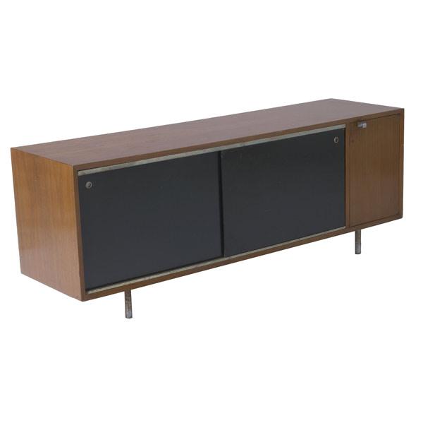 Appraisal: GEORGE NELSON HERMAN MILLER Walnut veneer credenza with black lacquered