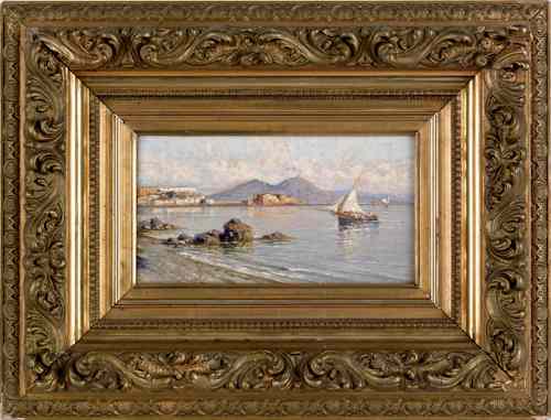 Appraisal: Giuseppe Carelli Italian - pair of oil on panel coastal