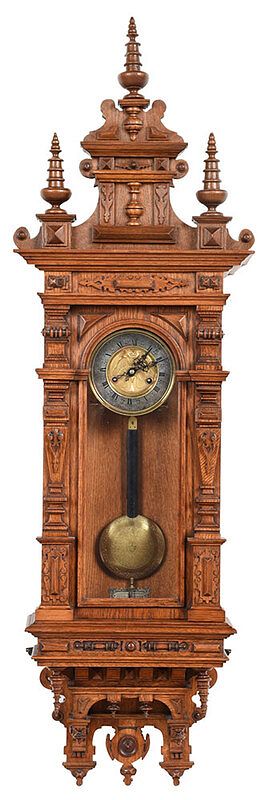 Appraisal: Gustav Becker Silesia Gothic Style Wall Clock Continental late th