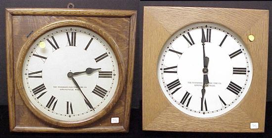 Appraisal: Two oak wall clocks Standard Electric Time Co Springfield MA