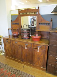 Appraisal: EDWARDIAN WALNUT MIRROR BACK SIDEBOARD