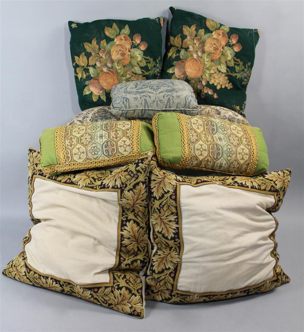 Appraisal: GROUP OF NINE BESPOKE PILLOWS including four pairs the largest