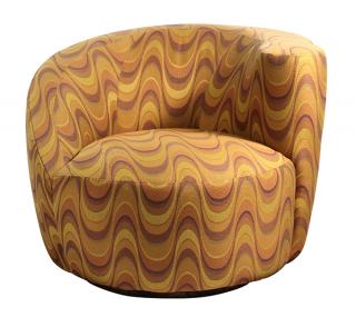 Appraisal: Vladimir Kagan style nautilus swivel chair having multicolored upholstery with