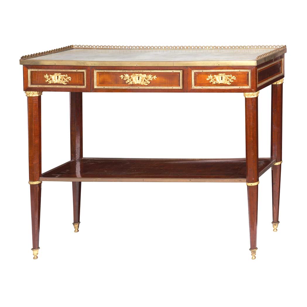 Appraisal: Louis XVI Gilt-Bronze Mounted Mahogany and Beech Console Dessert Circa