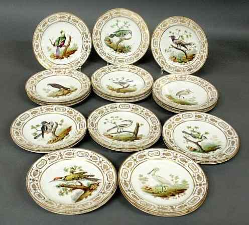 Appraisal: Twenty-two hand painted bird plates c with gilt decorated borders