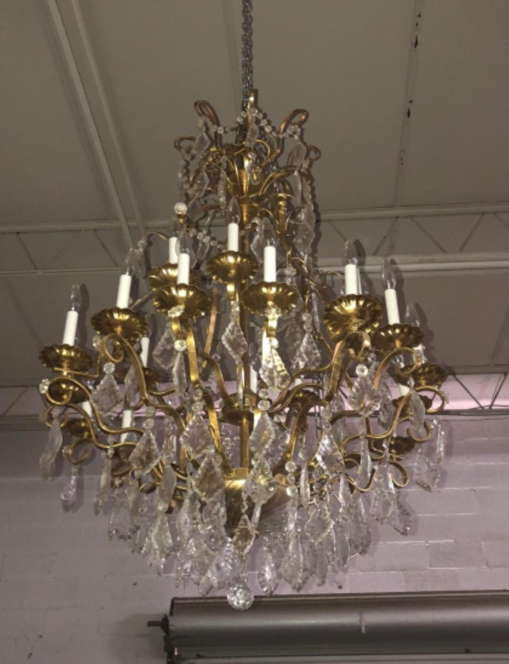 Appraisal: LOUIS XV STYLE LIGHT CRYSTAL CHANDELIERLouis XV style gilt metal