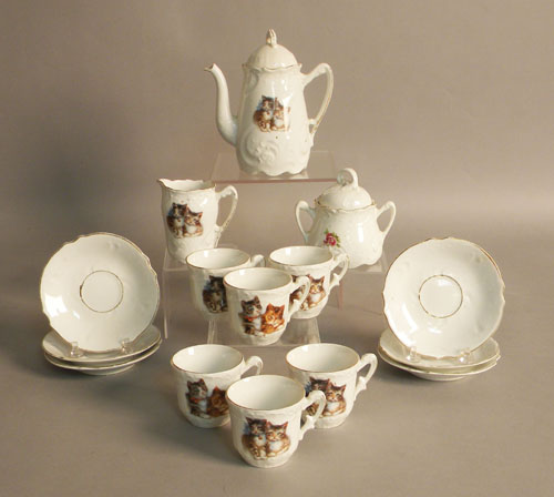 Appraisal: Porcelain tea service with kitten decoration