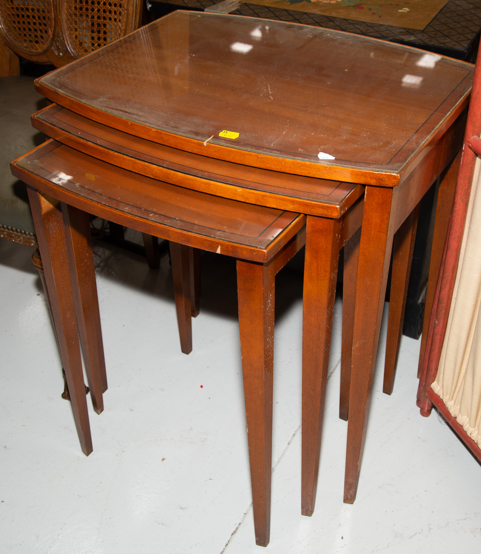 Appraisal: REGENCY STYLE NEST OF THREE CHERRY TABLES th century each