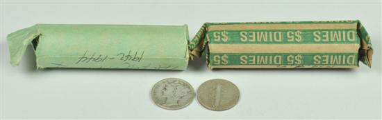 Appraisal: Two Rolls of Mercury Dimes coins total Dates range -