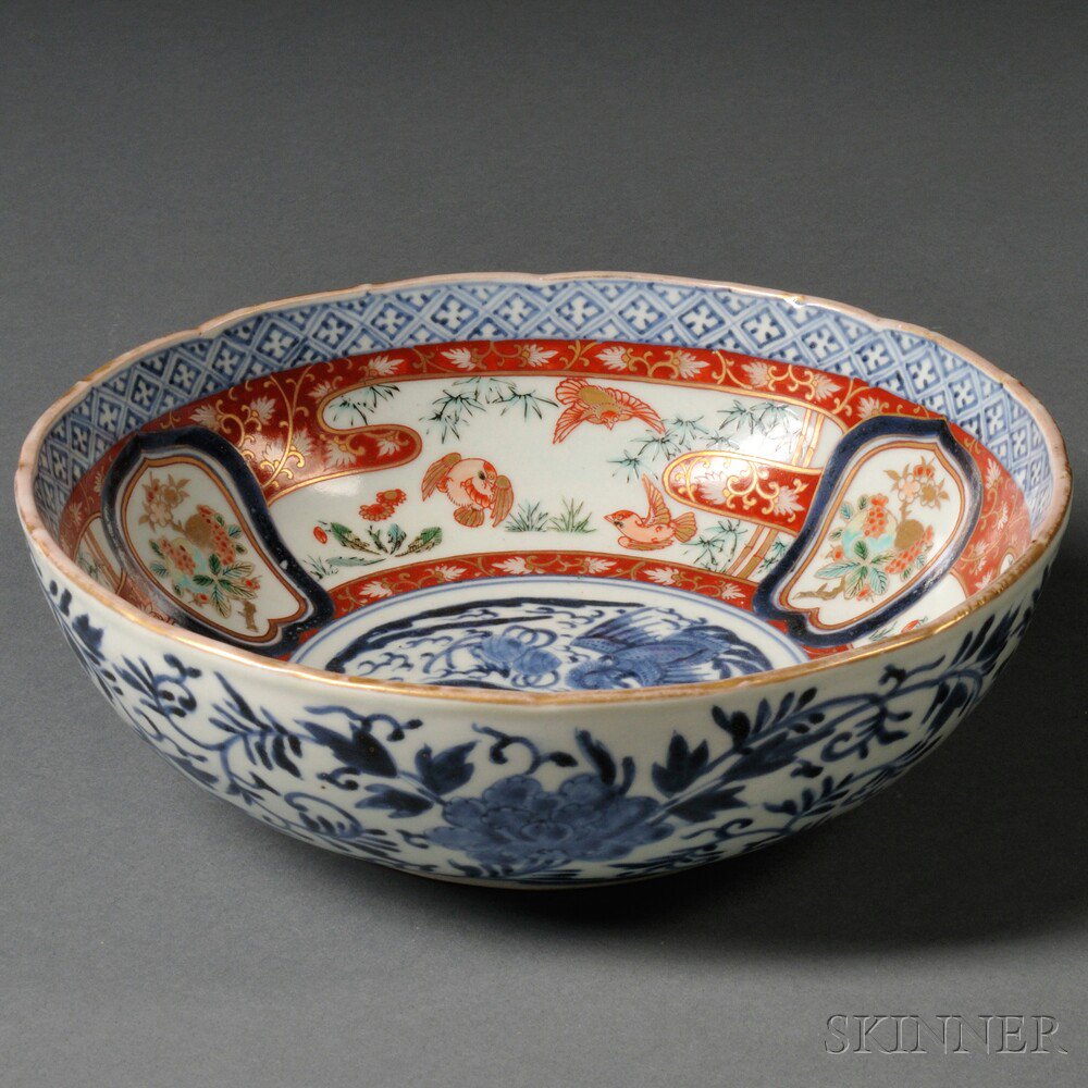 Appraisal: Doucai Bowl China th century with lobed gilt rim the