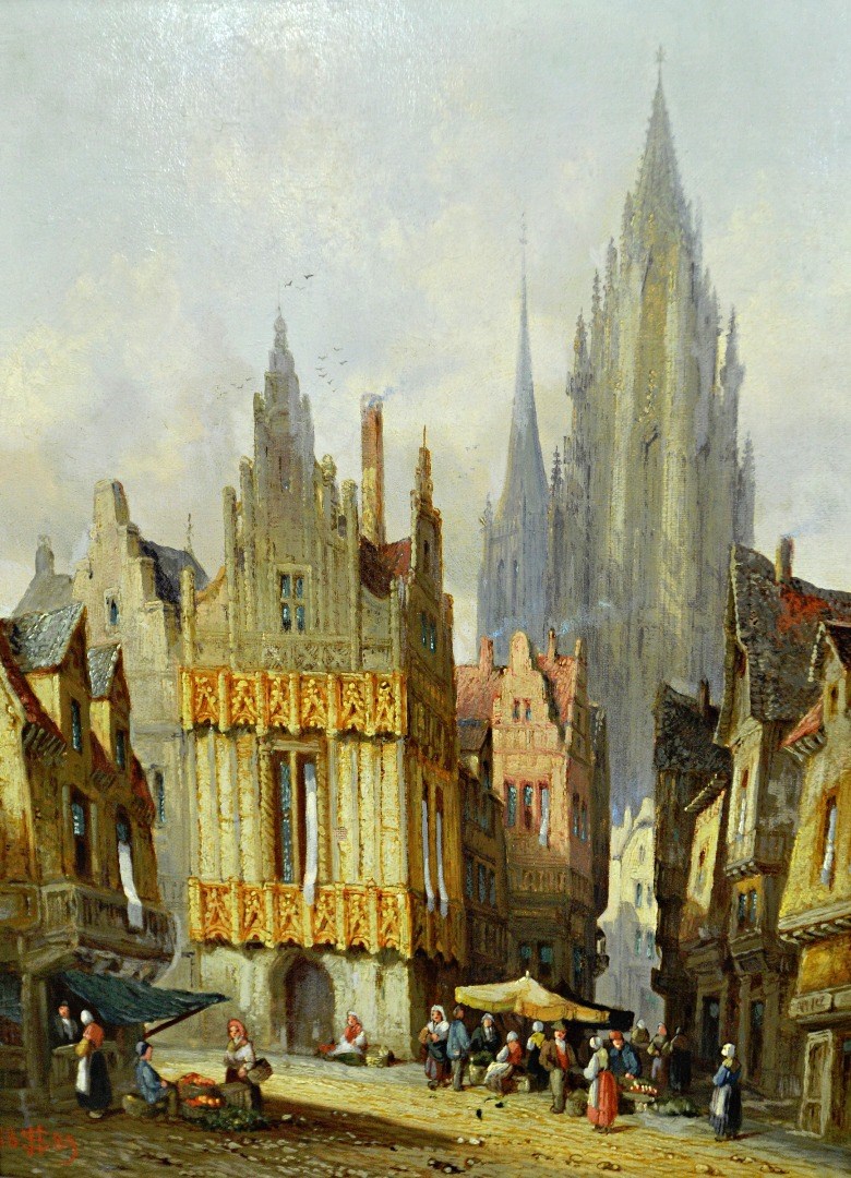 Appraisal: Henry Schafer - Nurenberg Chartres a pair oil on canvas