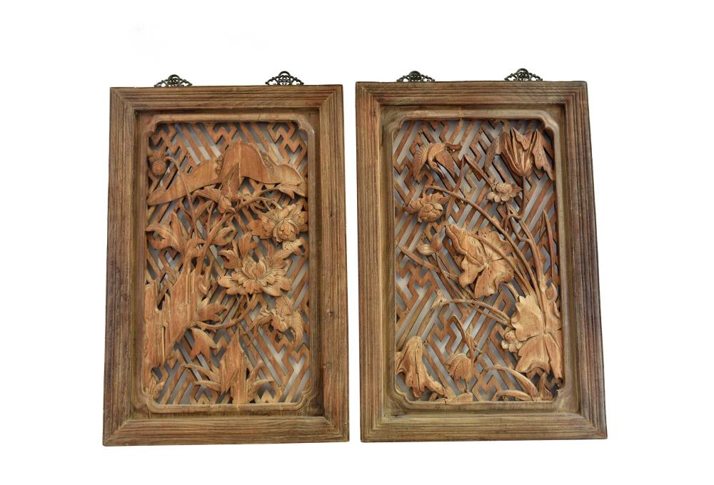 Appraisal: PAIR OF CHINESE PIERCED WOOD WINDOW PANELSEarly th Century Each