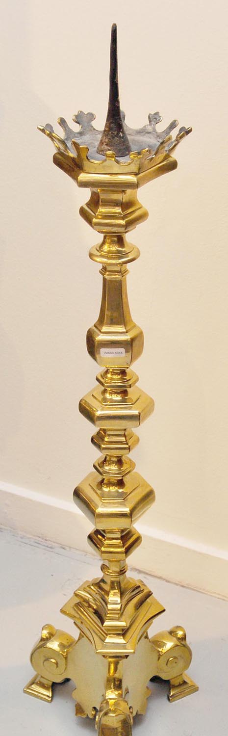 Appraisal: LARGE CANDLESTICK Baroque Gold-colored bronze H cm