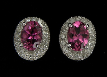 Appraisal: A Pair of Pink Tourmaline and Diamond Stud Earrings k