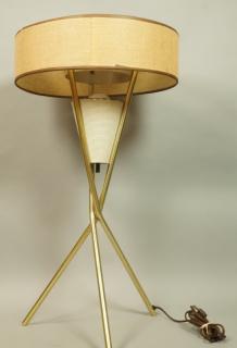 Appraisal: GERALD THURSTON style Gold Tone Tripod Lamp Cone Metal Diffuser