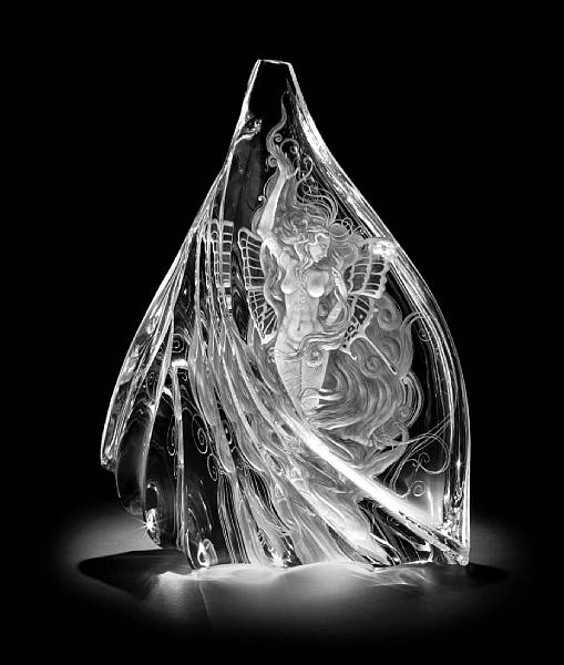 Appraisal: A Steuben glass sculpture Butterfly Girl designed by Peter Yenawine