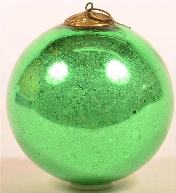 Appraisal: Green Blown Glass Ball Form German Kugel Green Blown Glass