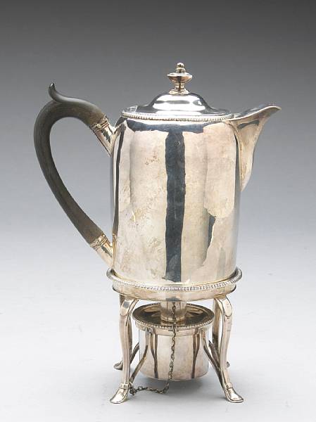 Appraisal: A George III silver and wood jug with associated lamp