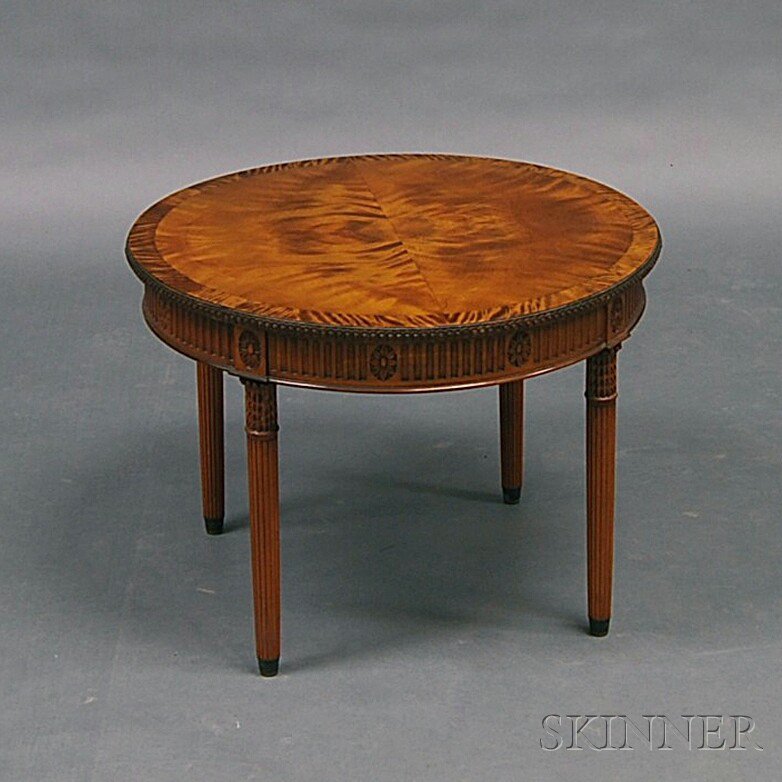 Appraisal: George III-style Fruitwood Low Table the round top with braid-molded