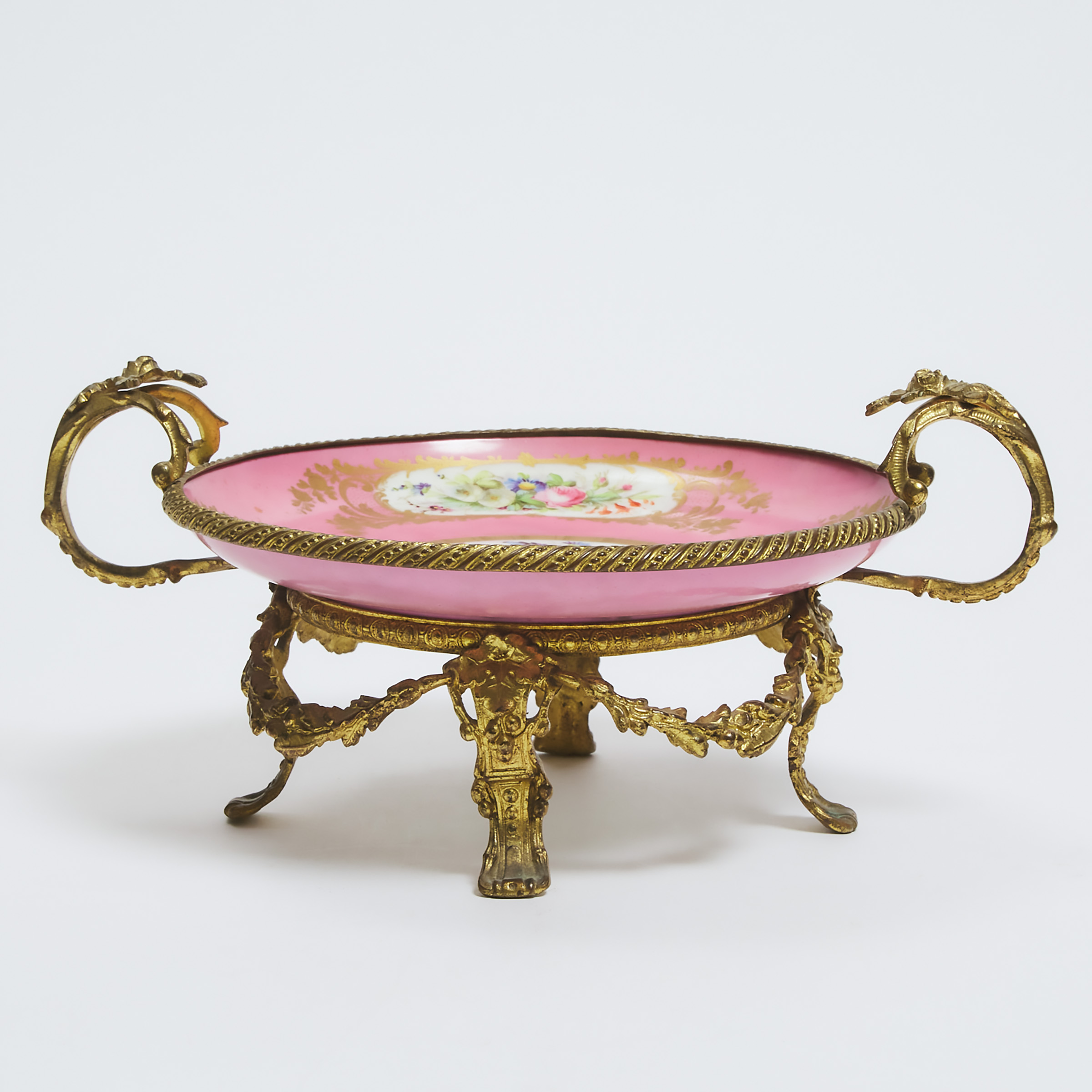 Appraisal: Ormolu Mounted 'S vres' Pink Ground Comport late th century