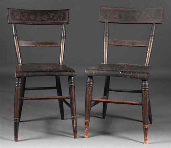 Appraisal: Pair of similar Baltimore ebonized and gilt stenciled wood plank