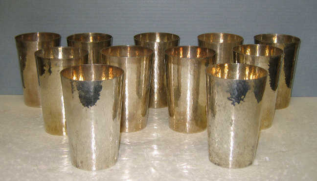 Appraisal: GRAFF WASHBOURNE DUNN NEW YORK Eleven hammered sterling silver tumblers