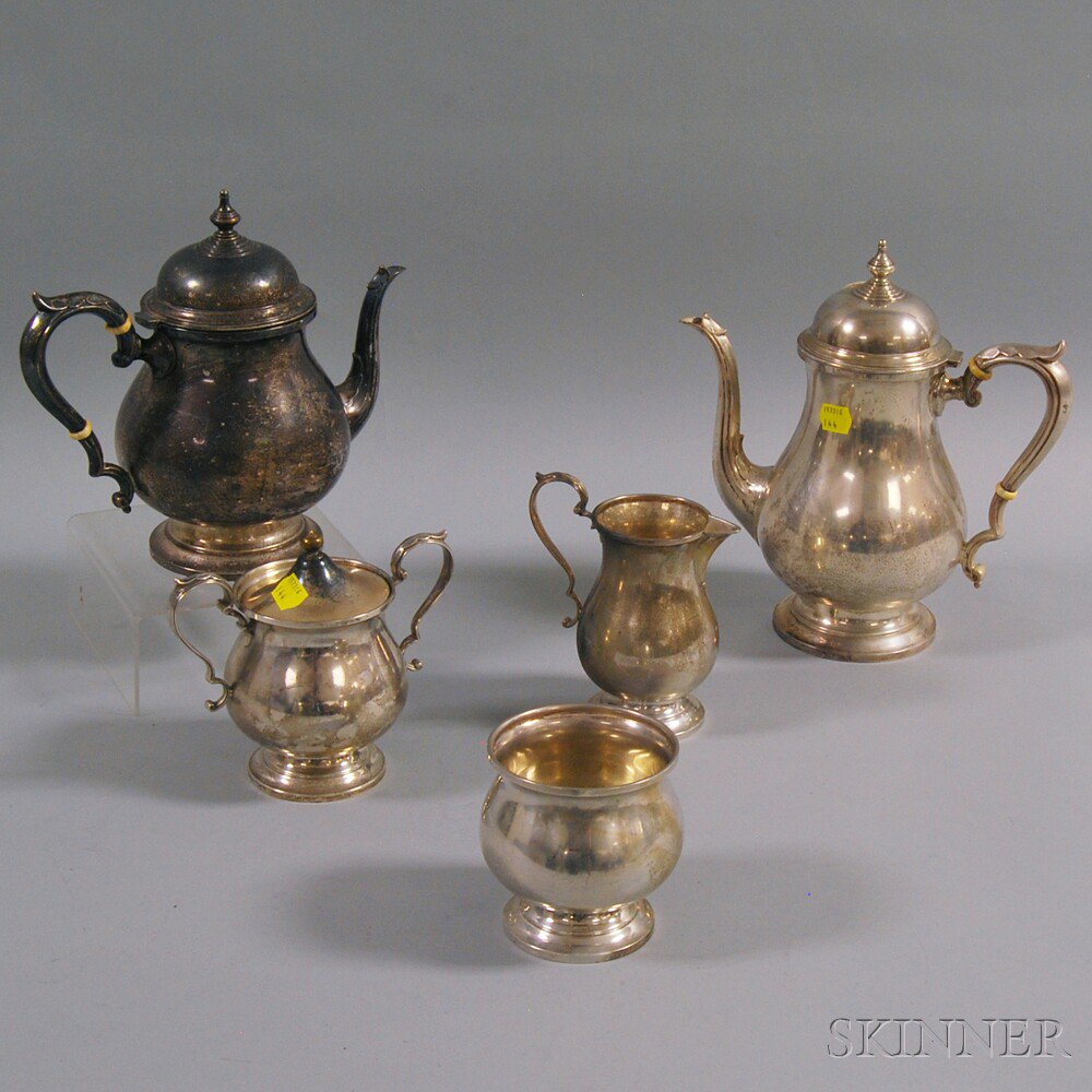 Appraisal: Five-piece M Fred Hirsch Sterling Silver Tea Service comprised of