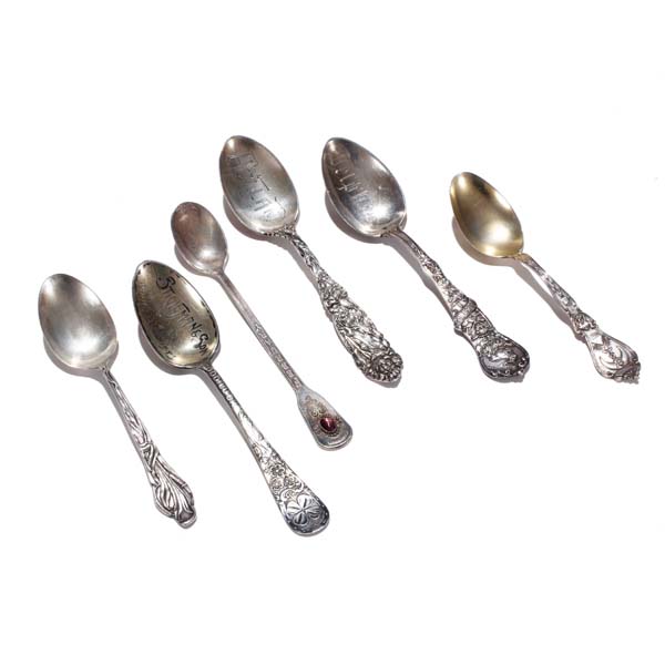 Appraisal: Lot of sterling Souvenir spoons various themes Capricorn Masonic Luck