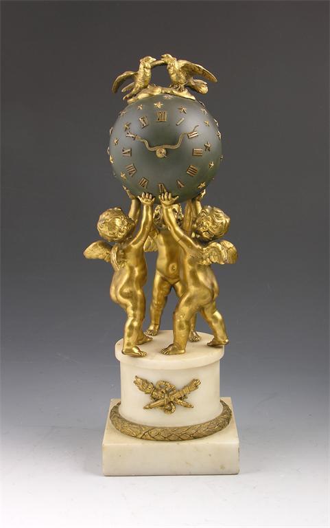 Appraisal: A French marble and ormolu mantel clock