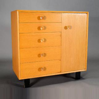 Appraisal: George Nelson Pickled Oak Cabinet Length inches Depth inches Height