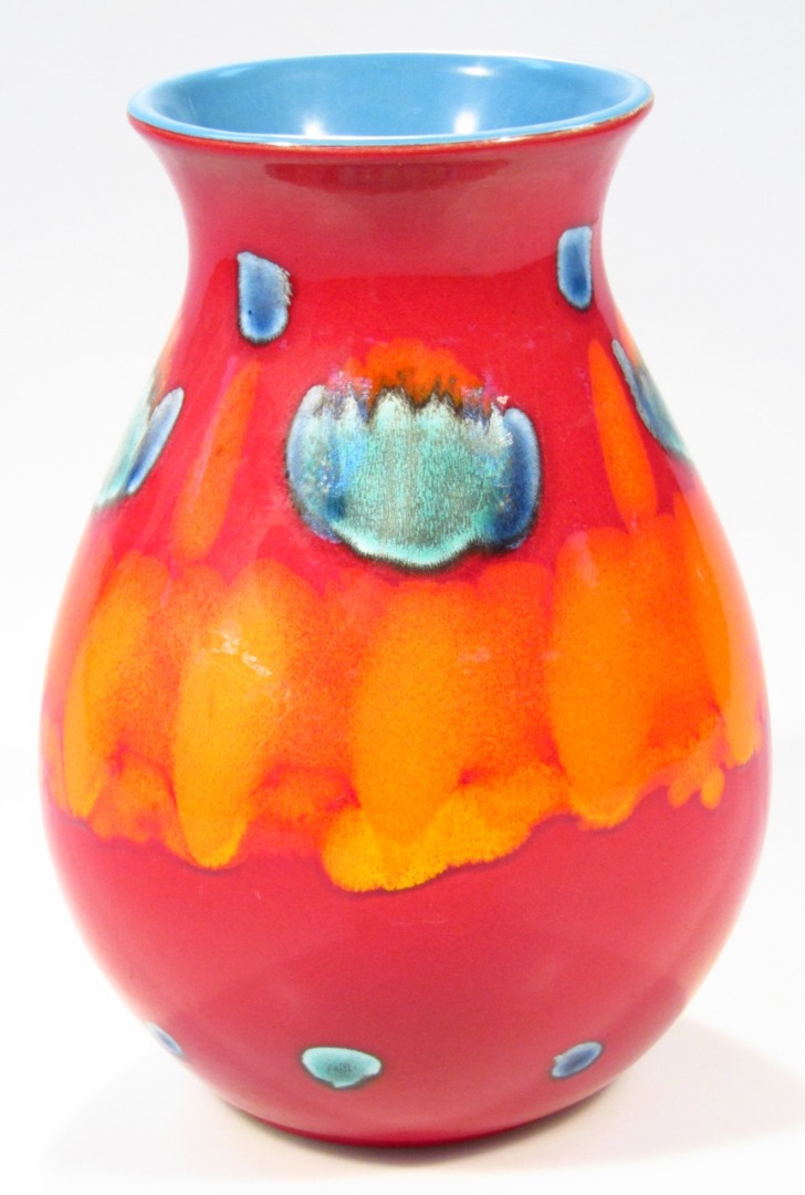 Appraisal: A modern Poole Delphis style vase the circular body decorated