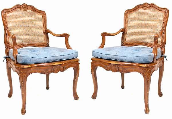 Appraisal: A set of eight Regence style beechwood cane back dining