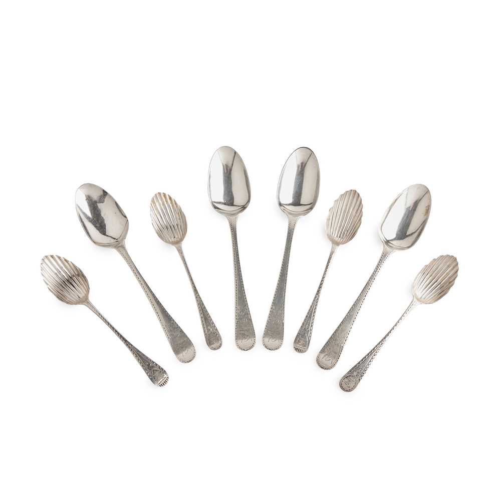 Appraisal: A MATCHED GROUP OF GEORGE III BRIGHT-CUT FLATWARE six dessert