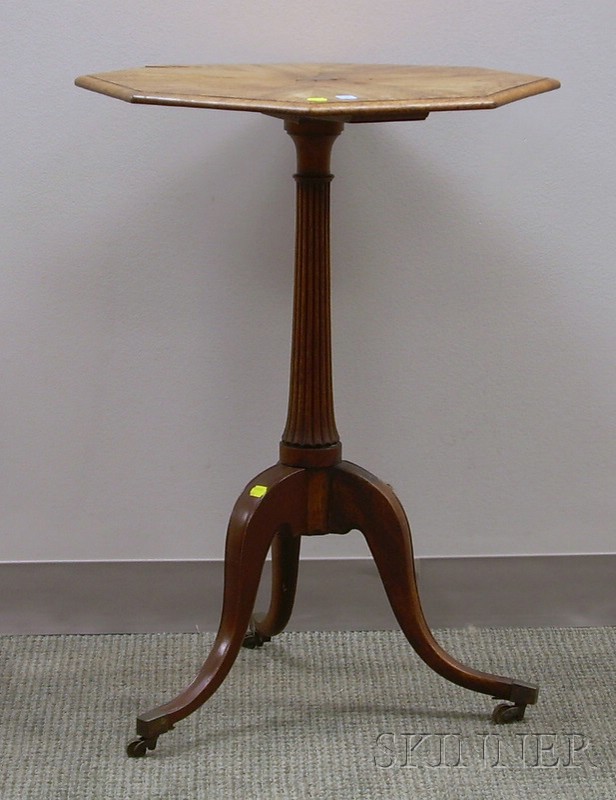 Appraisal: Federal Octagonal Inlaid Mahogany and Mahogany Veneer Candlestand