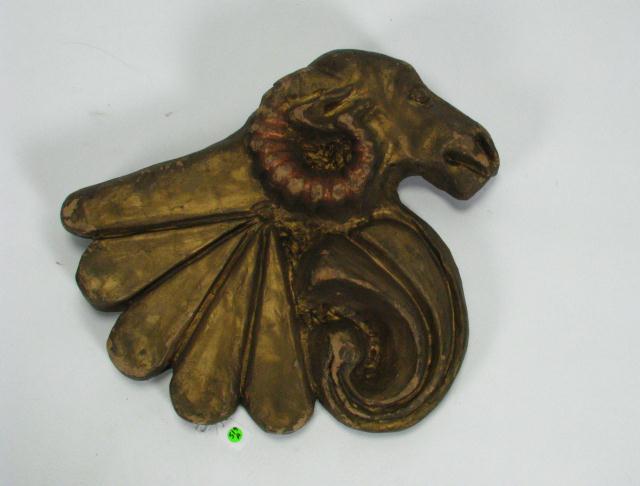 Appraisal: Antique style ram's head wall hanging molded composition ram's head