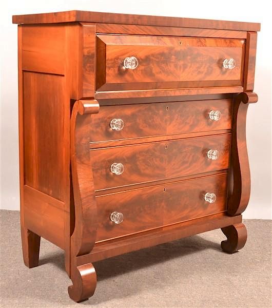 Appraisal: Empire Cherry Mahogany Chest of Drawers American Empire Cherry and