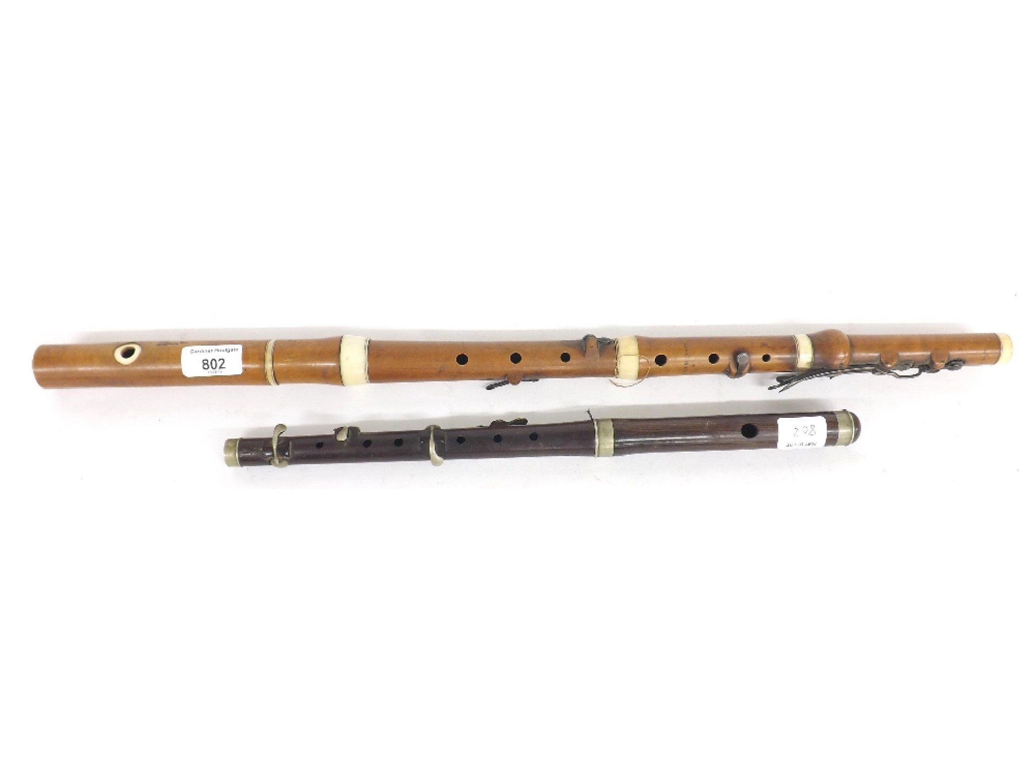 Appraisal: th century English boxwood and ivory mounted six keyed flute